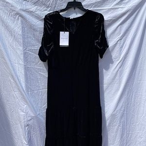 Tiered velvet black dress NWT